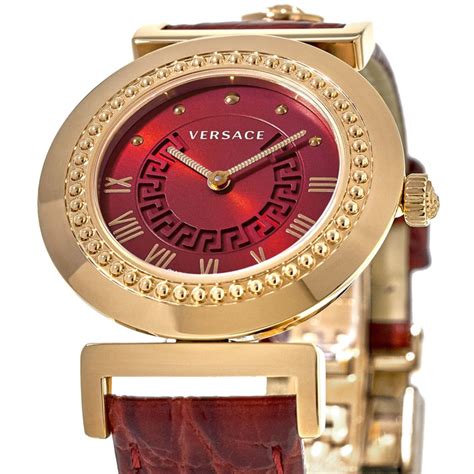 versace vanity rose gold plated red dial leather strap|Versace Watch Vanity Red Dial Stainless PGPVD .